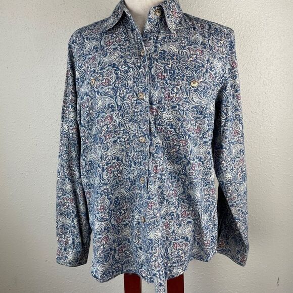 Liz Claiborne Liz Wear Paisley Button Down Top EUC - Picture 1 of 9